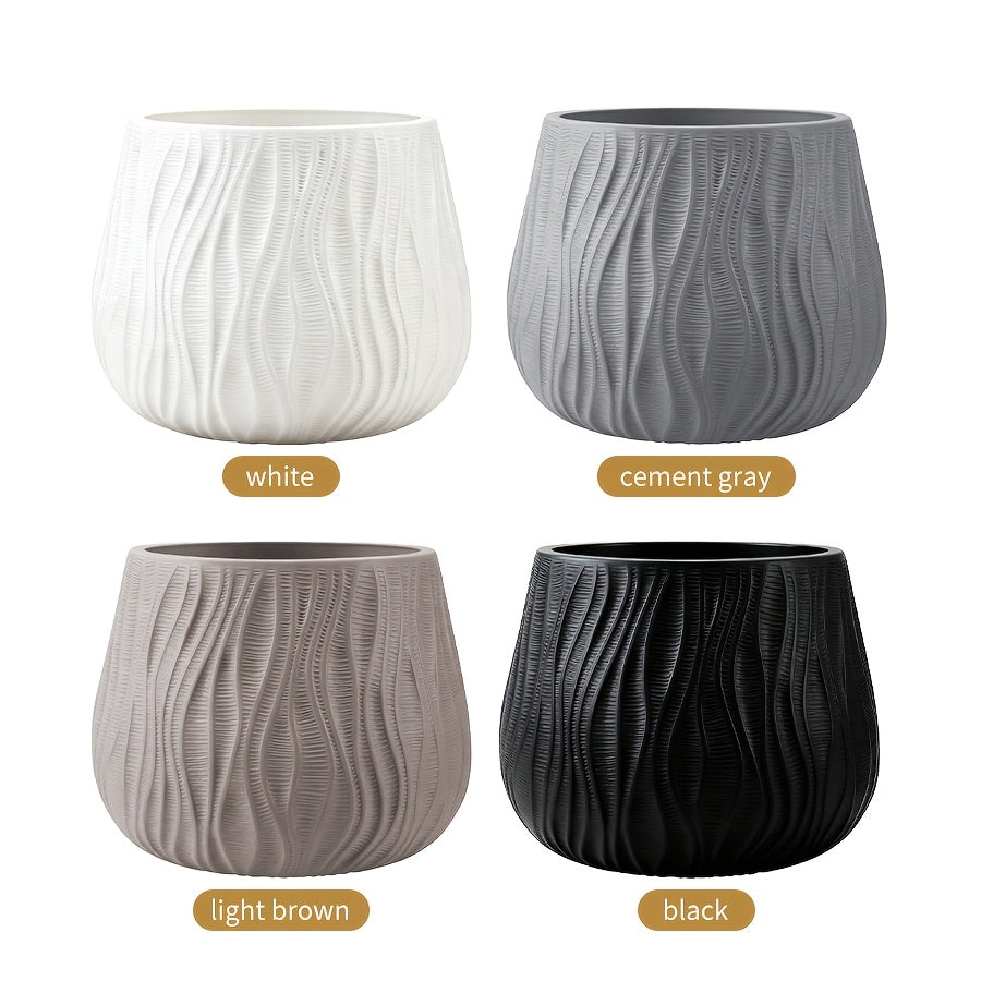 Cache-pot à ondes en relief Ø 20 à 35 cm — Blanc ou noir