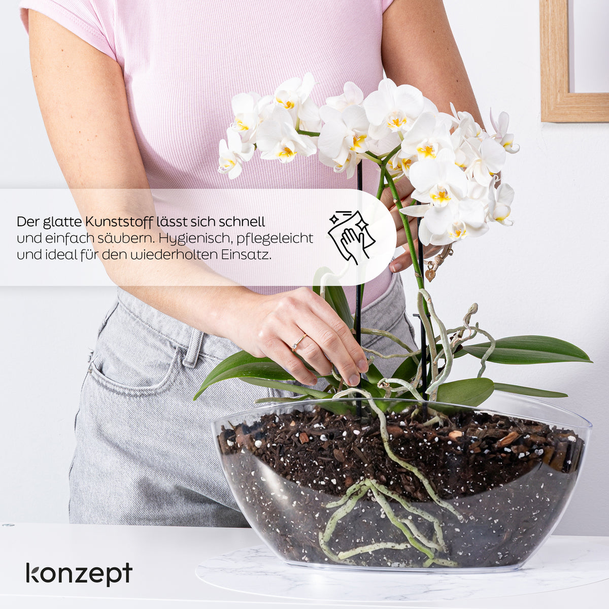 Grand cache-pot ovale 35 cm pour orchidées et succulentes