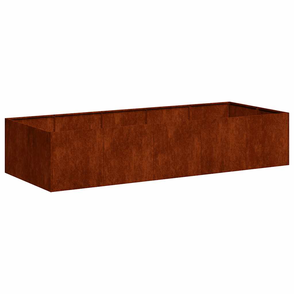 Grande jardinière en acier corten 200x80x40 cm pour jardin