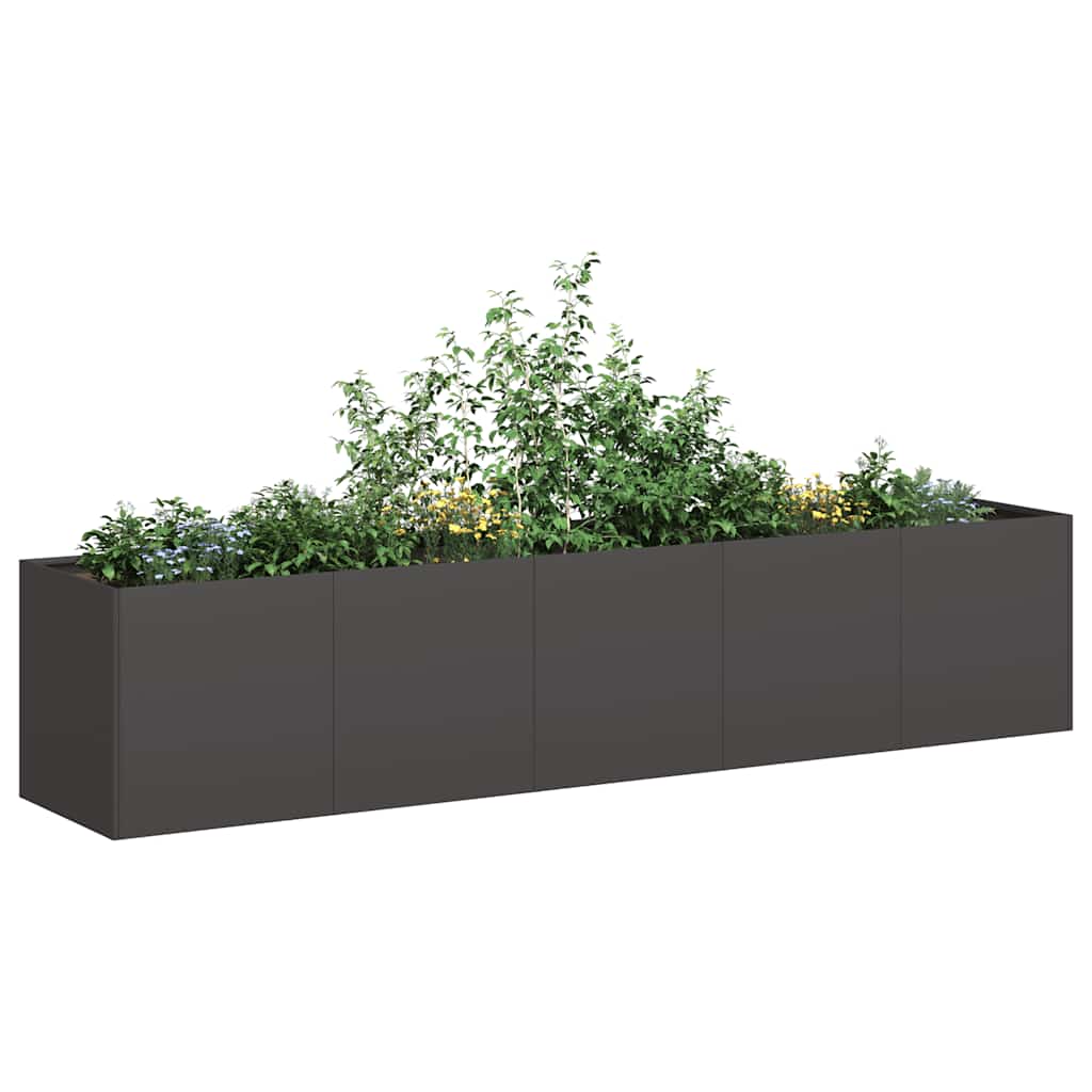 Grande jardinière d'extérieur en acier anthracite, fond ouvert