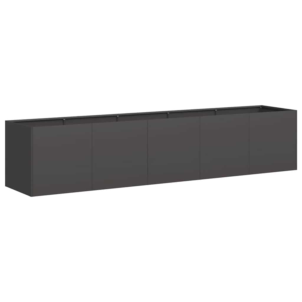 Grande jardinière d'extérieur en acier anthracite, fond ouvert