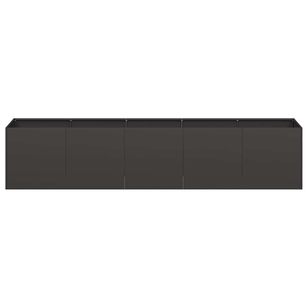 Grande jardinière d'extérieur en acier anthracite, fond ouvert