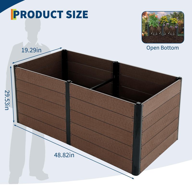 Grande jardinière d'extérieur 124x64x75 cm en composite bois