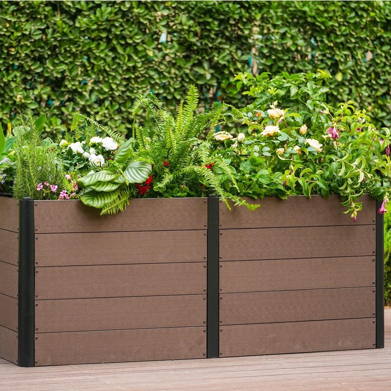 Grande jardinière d'extérieur 124x64x75 cm en composite bois