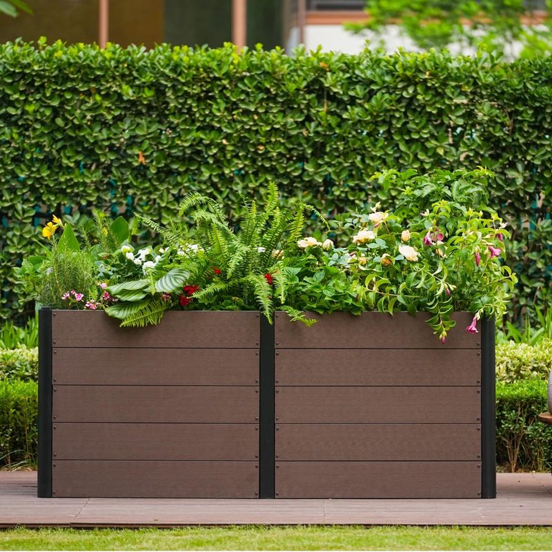 Grande jardinière d'extérieur 124x64x75 cm en composite bois