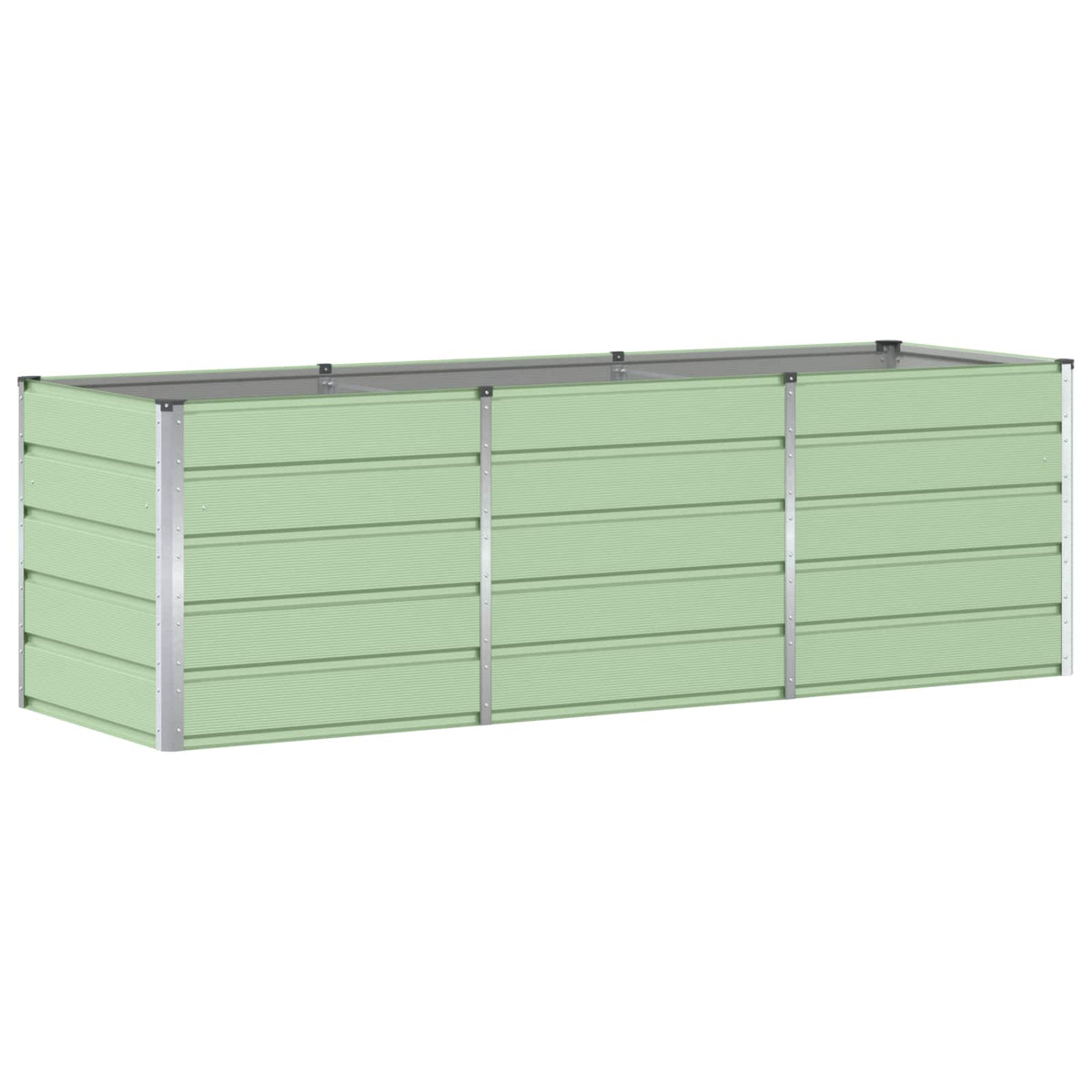 Grande jardinière haute vert amande 240x80x75 cm en acier