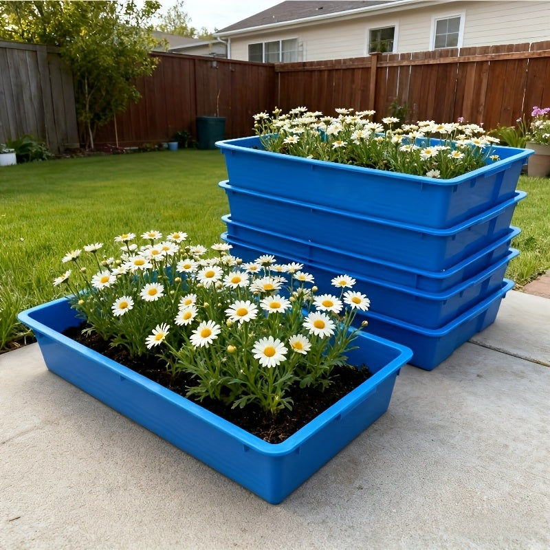 Grande jardinière rectangulaire bleue 61x41 cm - Lot de 2