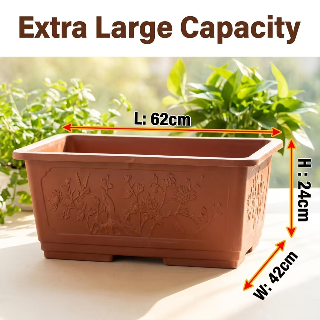 1PC Grand Pot de Fleur Rectangulaire Épaissi, Durci, Résistant aux Chutes, Résistant au Soleil