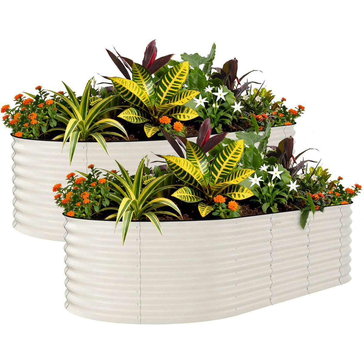 Grande jardinière surélevée 240 cm en acier beige, 1800 L