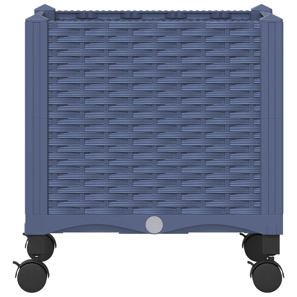 Jardinière à roulettes bleue 40x40 cm en plastique tressé