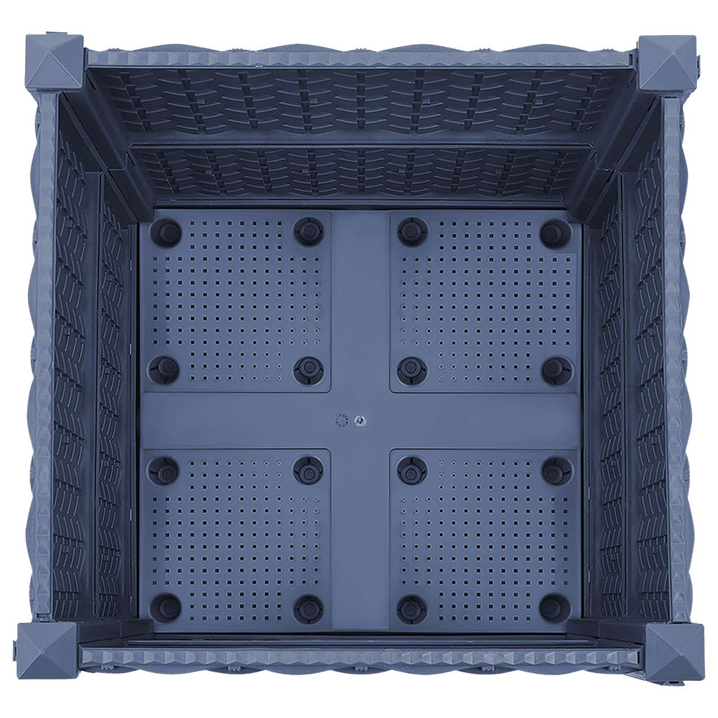 Jardinière à roulettes bleue 40x40 cm en plastique tressé
