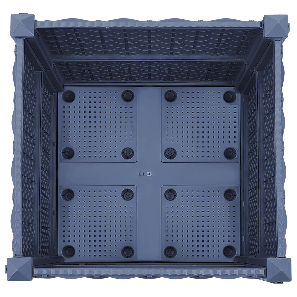 Jardinière à roulettes bleue 40x40 cm en plastique tressé