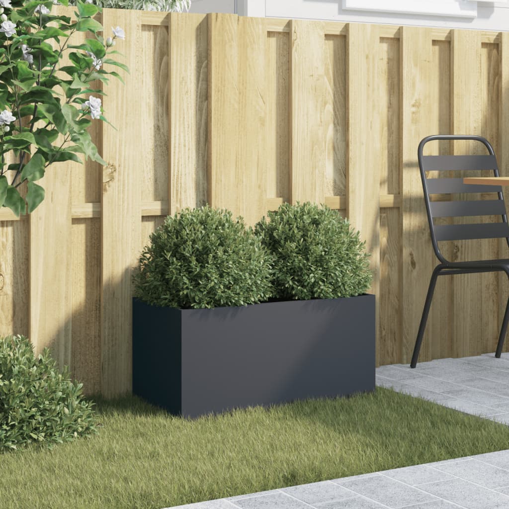 Jardinière rectangulaire en acier anthracite 62x30x29 cm