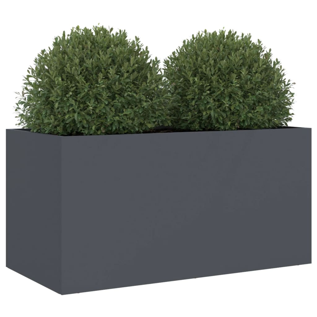 Jardinière rectangulaire en acier anthracite 62x30x29 cm