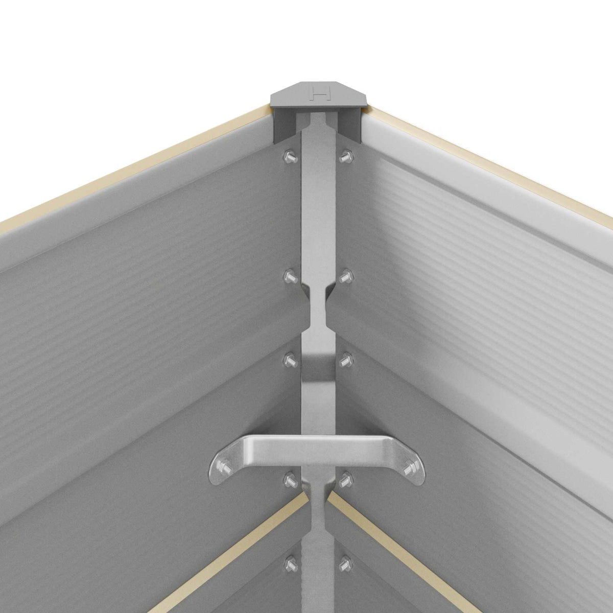 Jardinière ivoire 385x100x45 cm en acier galvanisé pour jardin