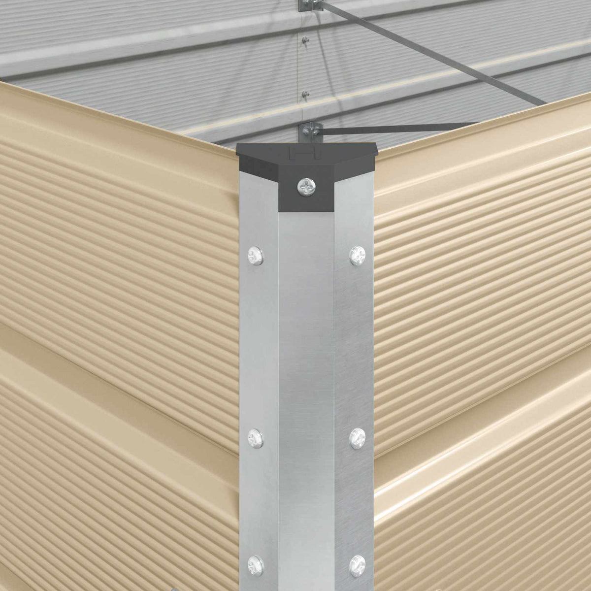 Jardinière ivoire 385x100x45 cm en acier galvanisé pour jardin