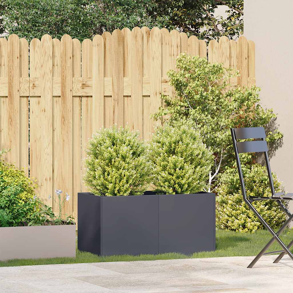 Jardinière anthracite 80x40x40 cm en acier pour terrasse