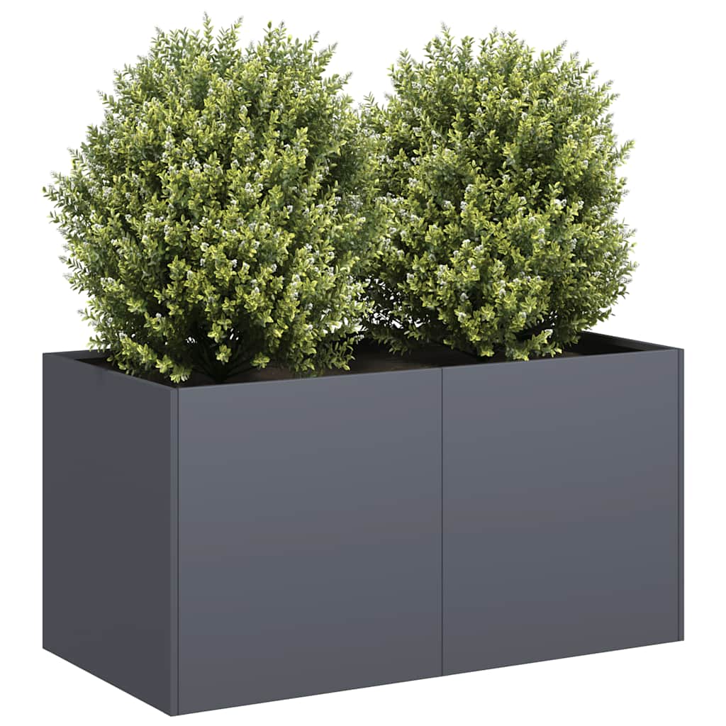 Jardinière anthracite 80x40x40 cm en acier pour terrasse