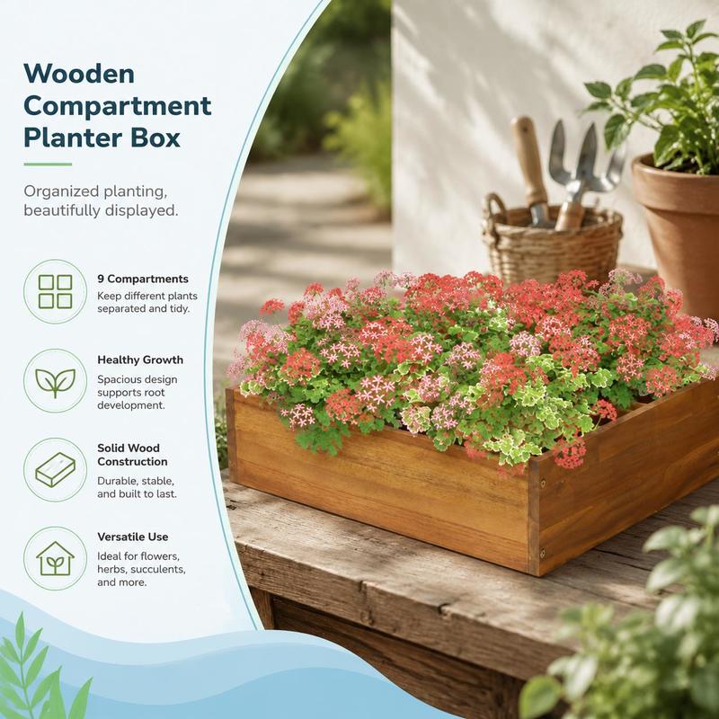 Jardinière potager en acacia massif 60x60 cm à 9 compartiments
