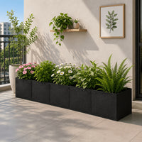 Jardinière de balcon 180 cm à 6 cases, feutre noir