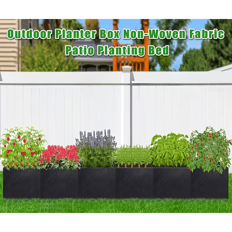 Jardinière de balcon 180 cm à 6 cases, feutre noir