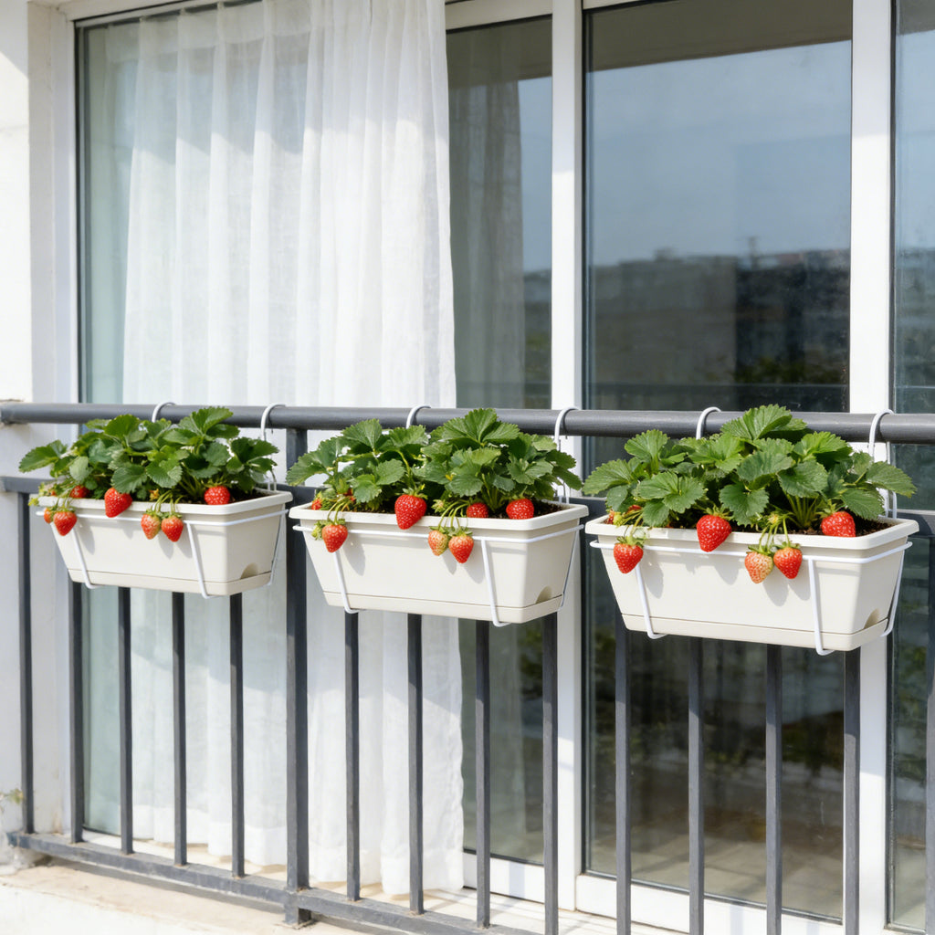 Jardinière de balcon 42 cm avec support et soucoupe intégrée