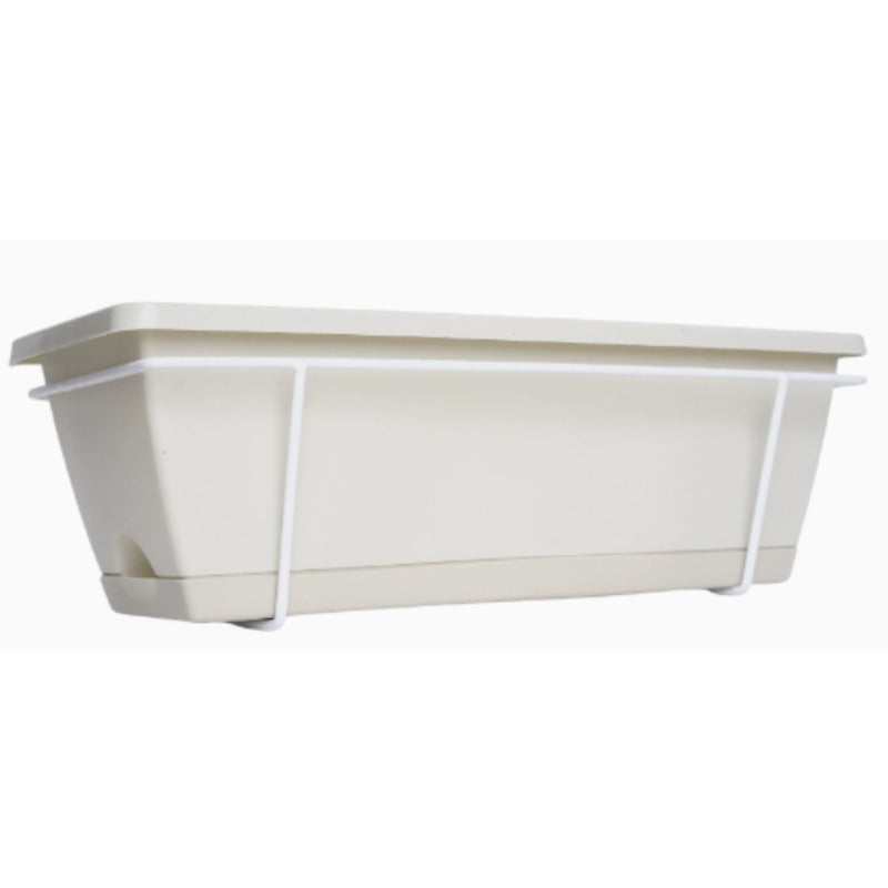 Bassin Beige + Plaque de Base / Support à fleurs blanc 42*17*14CM