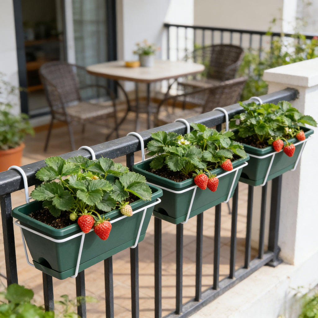 Jardinière de balcon 42 cm avec support et soucoupe intégrée