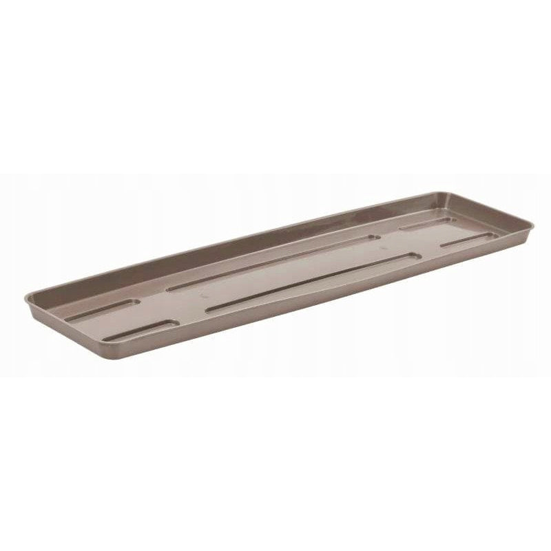 Jardinière de balcon 60 cm en plastique aspect rotin beige