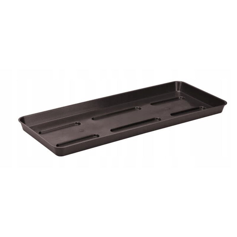 Jardinière de balcon 60 cm effet rotin marron avec soucoupe