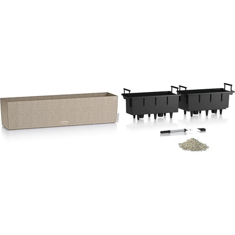 Jardinière de balcon 79 cm aspect pierre à réserve d'eau