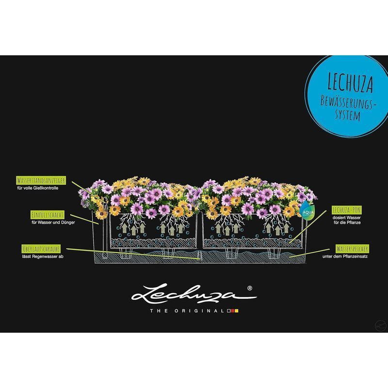 Jardinière de balcon 79 cm aspect pierre à réserve d'eau