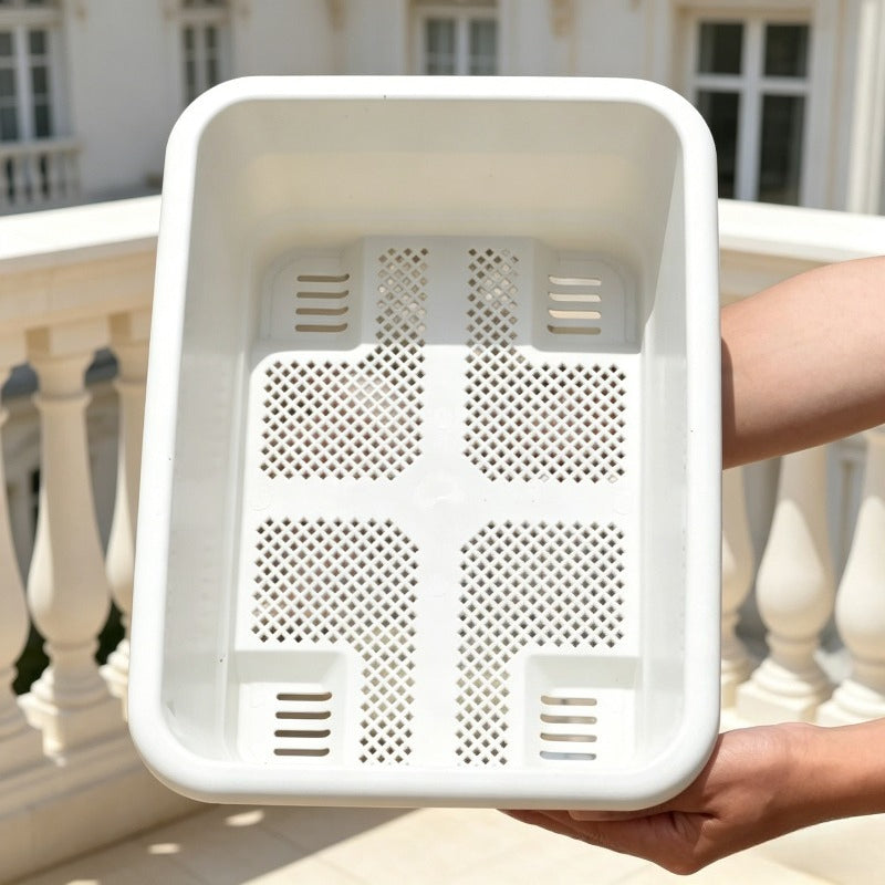 Jardinière de balcon rectangulaire blanche 39x29x14 cm, lot de 3