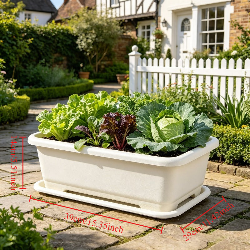 Jardinière de balcon rectangulaire blanche 39x29x14 cm, lot de 3