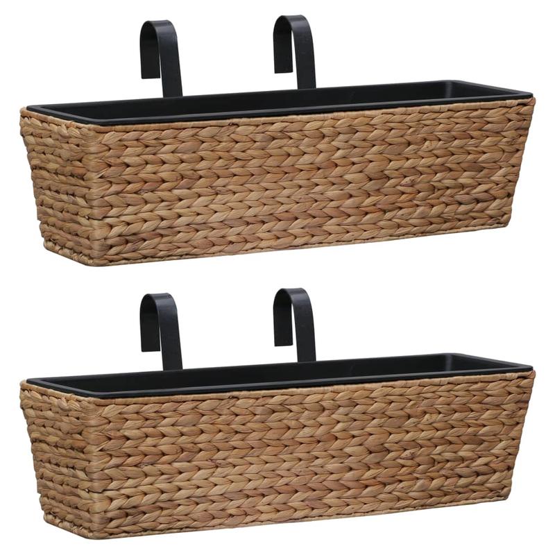 Jardinière de balcon en jacinthe d'eau tressée - lot de 2