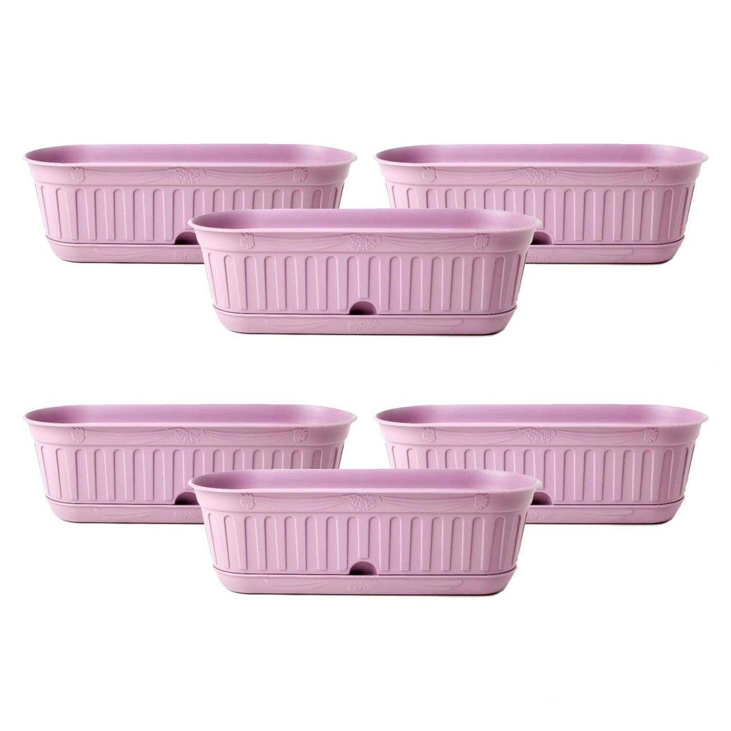 Jardinière de balcon en résine lavande — lot de 6 bacs à fleurs
