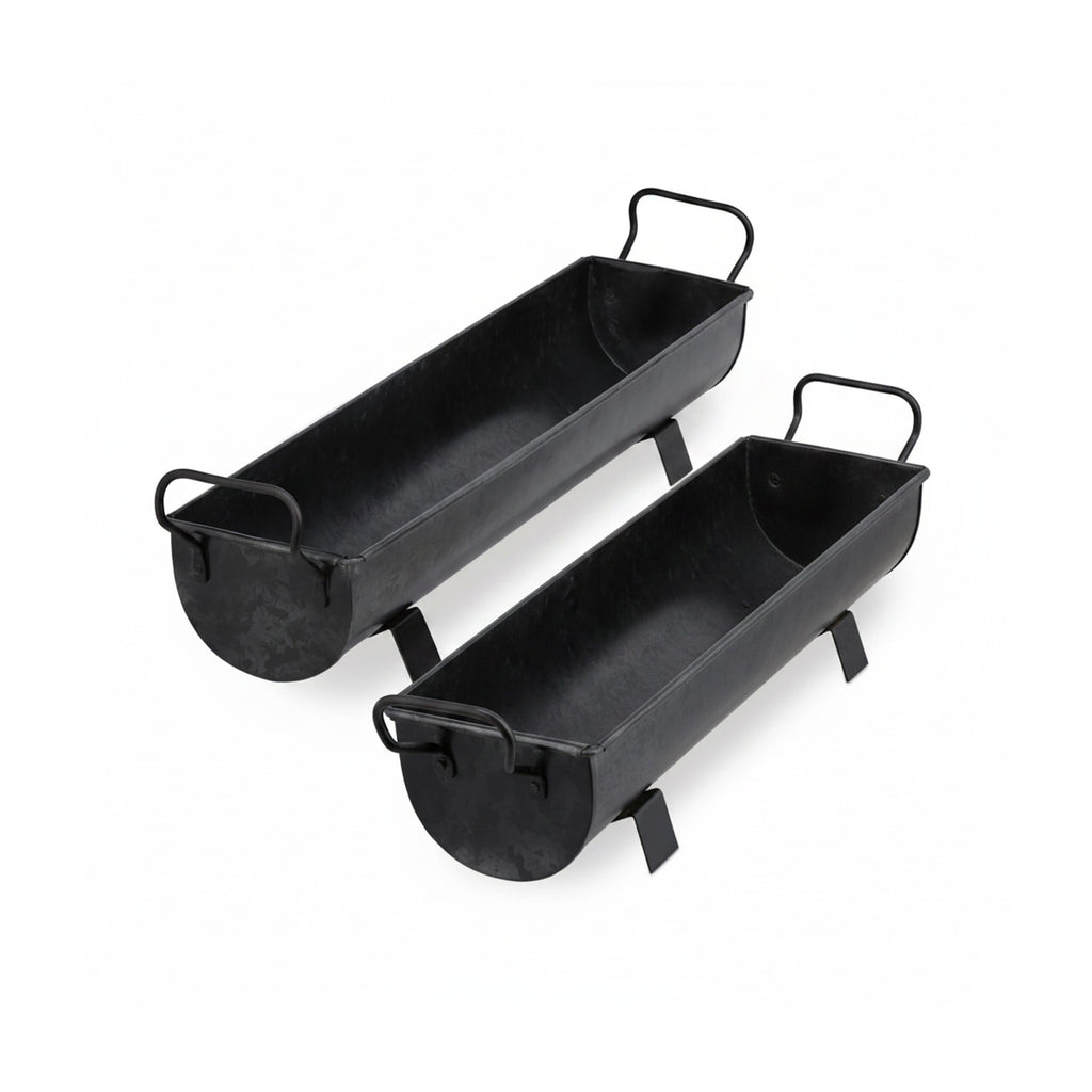 Jardinière de balcon en métal gris, lot de 2 bacs gouttière