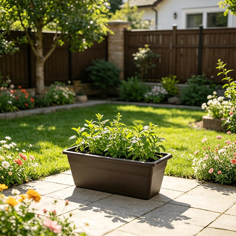 Jardinière de balcon rectangulaire 40 cm plastique - Lot de 3