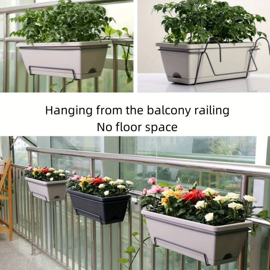 Jardinière de balcon rectangulaire lot de 2 avec supports
