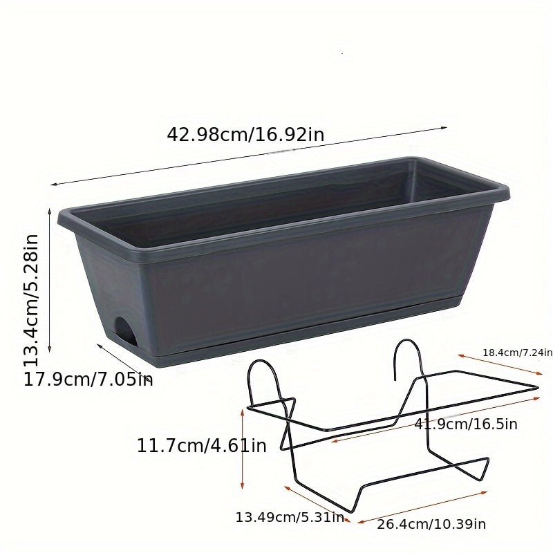 Jardinière de balcon rectangulaire lot de 2 avec supports