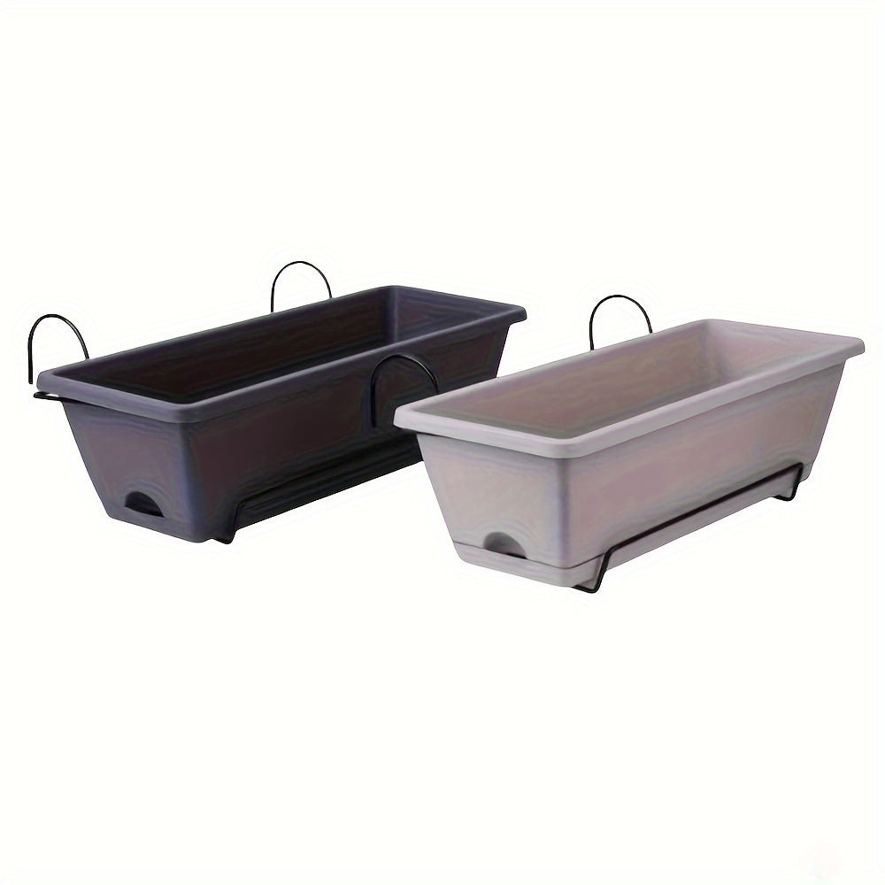 Jardinière de balcon rectangulaire lot de 2 avec supports