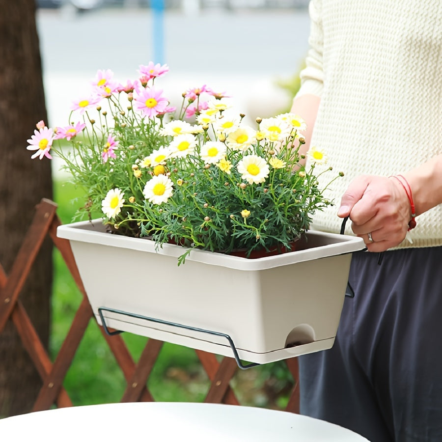 Jardinière de balcon rectangulaire lot de 2 avec supports