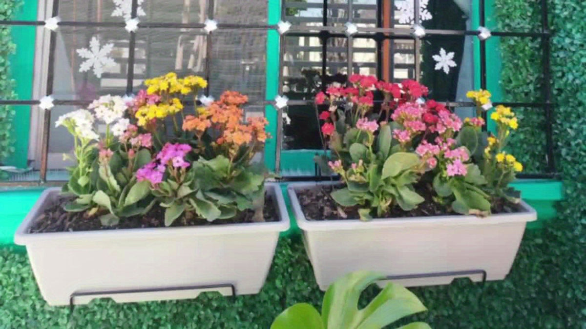 Jardinière de balcon rectangulaire lot de 2 avec supports