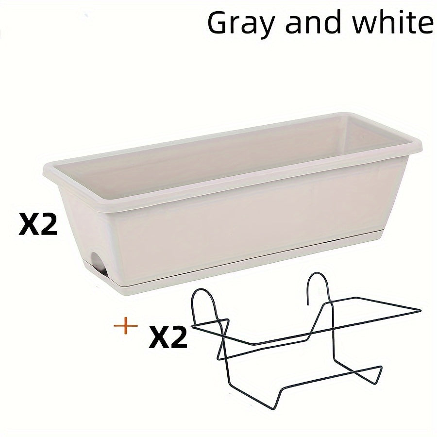 Gris blanc / 2 pots de fleurs + 2 étagères