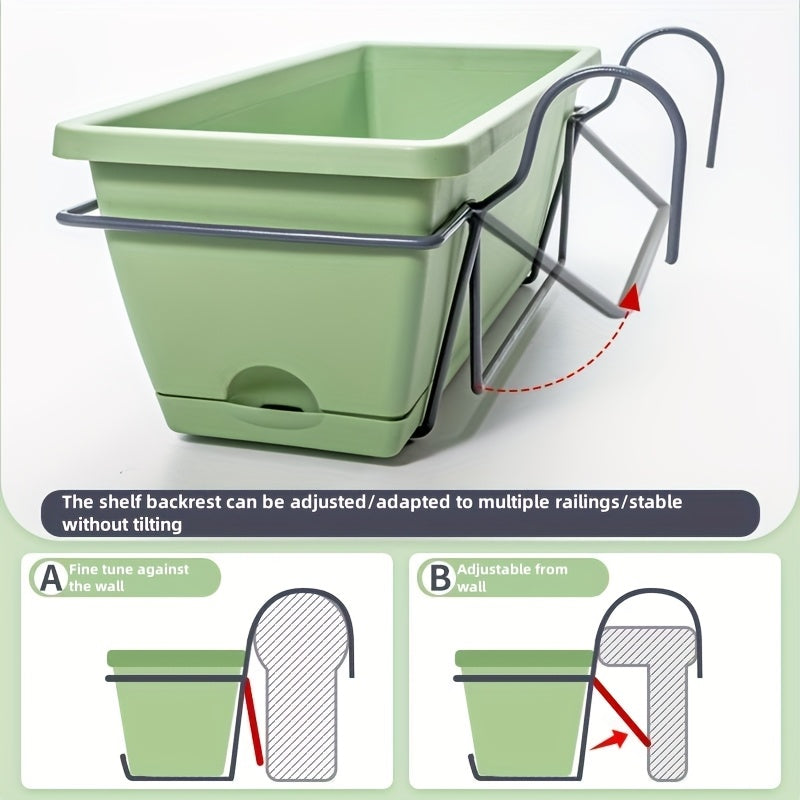 Jardinière de balcon rectangulaire lot de 2 avec supports