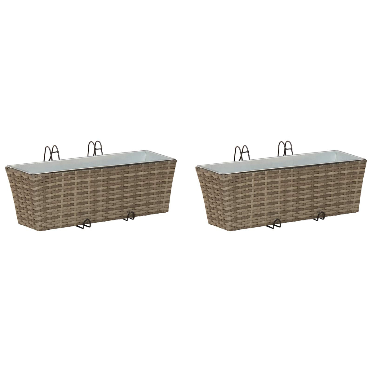 Jardinière de balcon en résine tressée 50 ou 80 cm, lot de 2