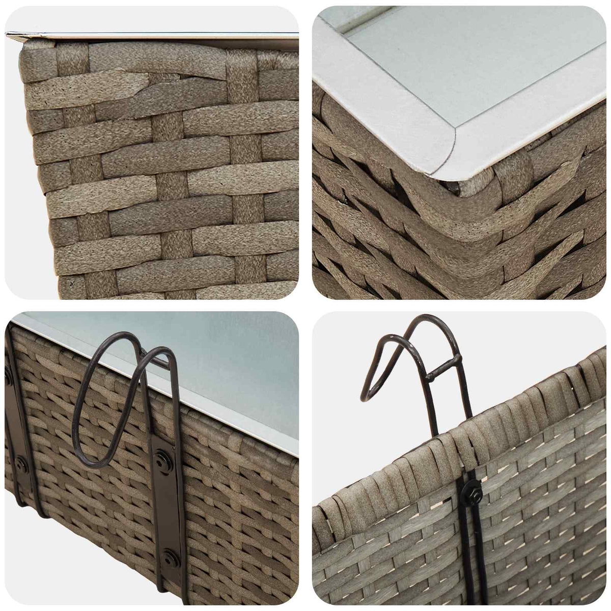 Jardinière de balcon en résine tressée 50 ou 80 cm, lot de 2