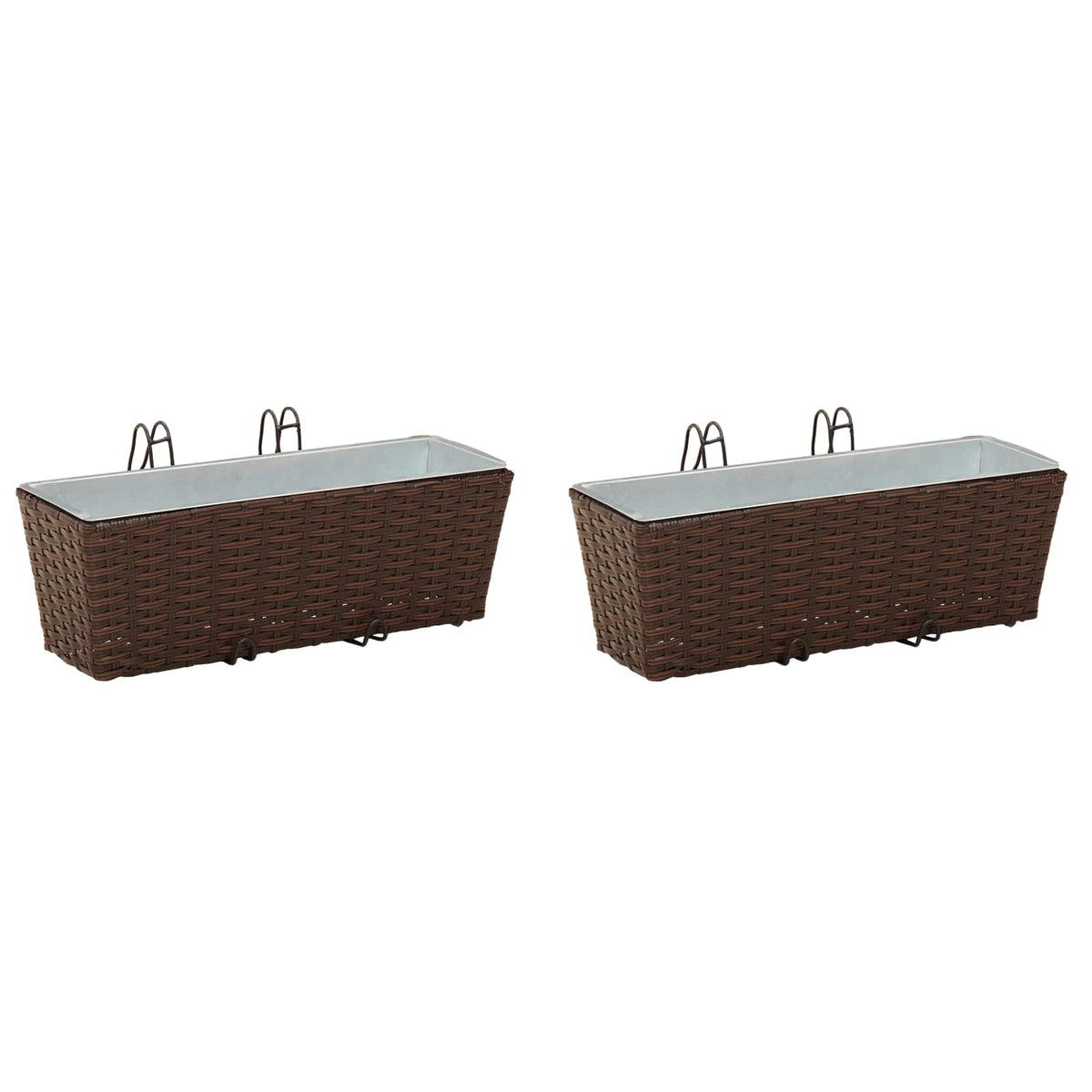 Jardinière de balcon en résine tressée 50 ou 80 cm, lot de 2