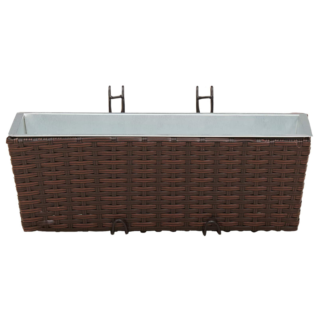 Jardinière de balcon en résine tressée 50 ou 80 cm, lot de 2