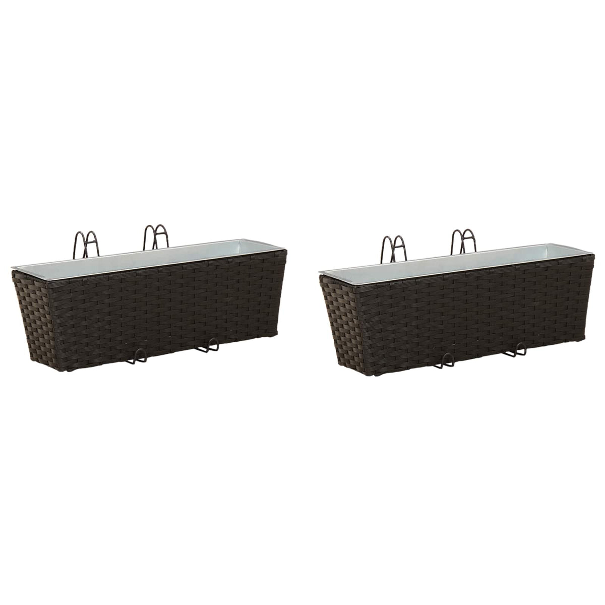 Jardinière de balcon en résine tressée 50 ou 80 cm, lot de 2
